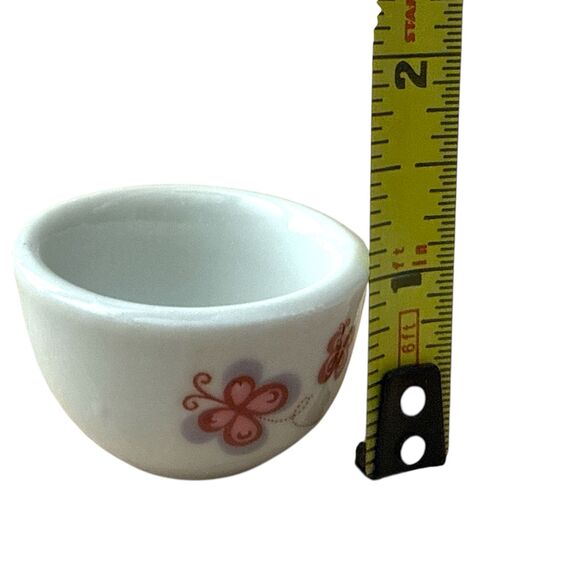 VTG Miniature Porcelain Child’s Tea Set Red Flower Butterfly 11 pc Toy Play Doll - Picture 6 of 7